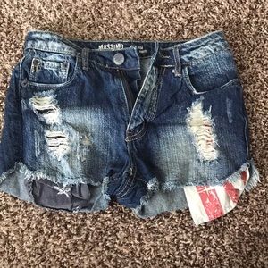 Mossimo High Rose American Flag Distressed Shorts